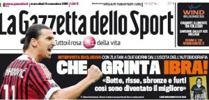 Ibrahimovic sulla gazzetta dello sport