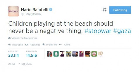 Balotelli twitta contro la guerra in Palestina Foto 1 balo1 475x249 Balotelli twitta contro la guerra in Palestina Foto