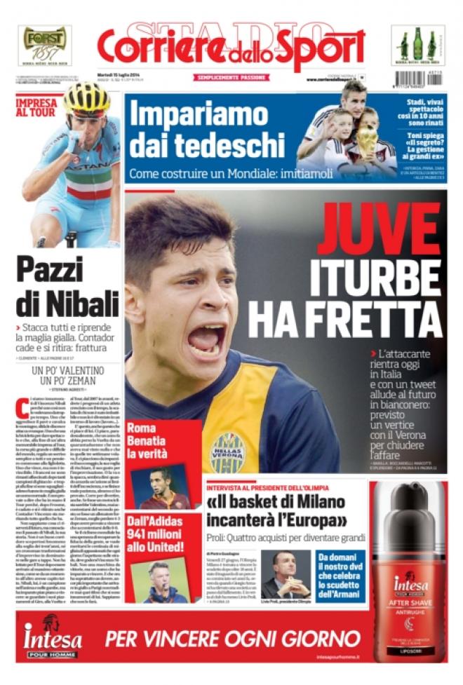 Corriere dello Sport, prima pagina e titoli del 15 luglio corriere dello sport 2014 07 15 53c4b43eaadaa Corriere dello Sport, prima pagina e titoli del 15 luglio