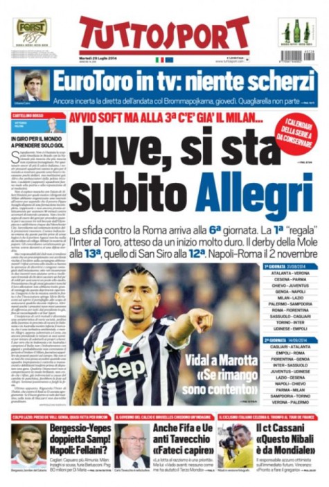 Tuttosport, prima pagina e titoli del 29 luglio tuttosp11 475x703 Tuttosport, prima pagina e titoli del 29 luglio