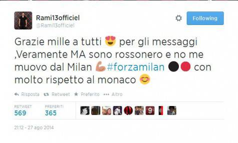 1 rami tw 475x286 Rami su Twitter: Resto al Milan, ma rispetto il Monaco