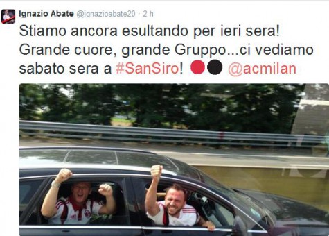 Abate Twitt 475x340 Abate con Pazzini: Stiamo ancora esultando FOTO