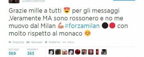 Rami su Twitter: “Resto al Milan, ma rispetto il Monaco”